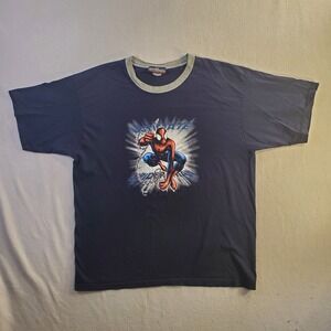Vintage Y2K Spider-Man Marvel Ultimate T-Shirt Mens XL Navy Blue Graphic Tee
